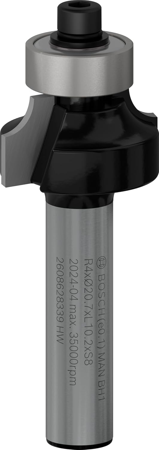 Bosch Professional Abrundfräser Standard for Wood (für Holz, Radius 4 mm, Arbeitslänge 12,7 mm, Zube