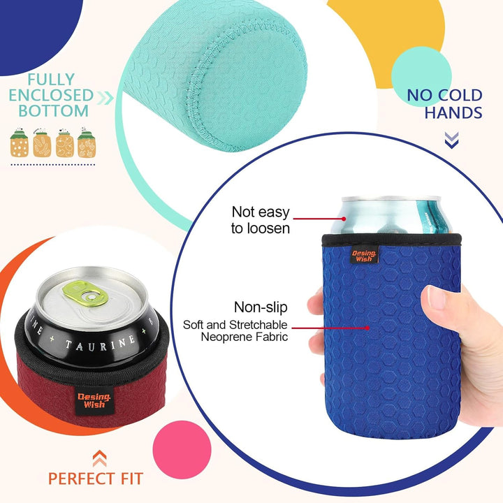 6 Stück 12oz Standard Neopren Dosenkühler Isolierte Bierdosenabdeckung Wiederverwendbare Dosenhülle