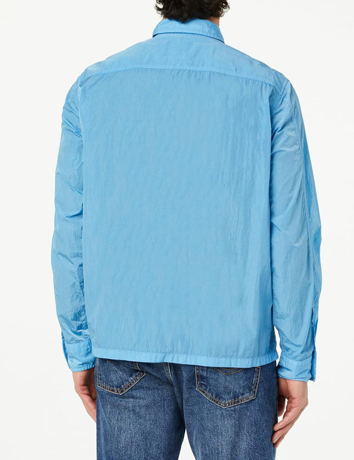 BOSS Herren Laio Oversized Overshirt mit verdecktem Reissverschluss L Open Blue493, L Open Blue493