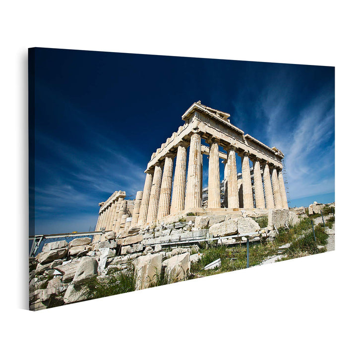 islandburner Bild auf Leinwand Akropolis Blauer Himmel Bilder Wandbilder Poster Leinwand 100x57cm, L