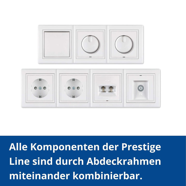 Ein/Aus Schalter 20er-Set - Vorteilspack | 20 x Doppel-Steckdosen inkl. Rahmen (komplett) Weiss (RAL
