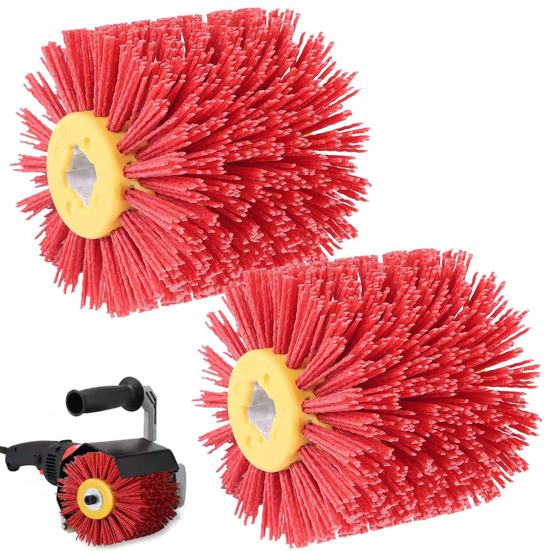 2 Stück Schleifbürsten, 80 Körnung, 100mm Breite - 120mm Ø | Schleifwalze geeignet, Nylonbürste für