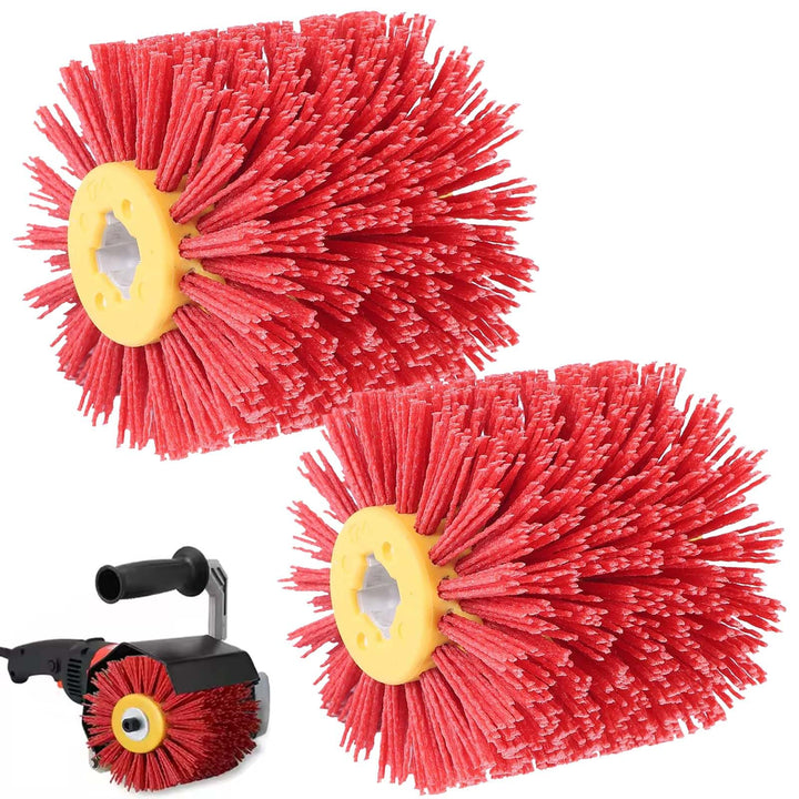 2 Stück Schleifbürsten, 80 Körnung, 100mm Breite - 120mm Ø | Schleifwalze geeignet, Nylonbürste für