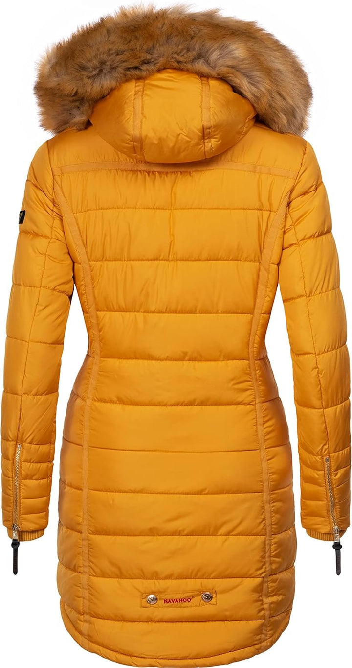 Navahoo Damen Warmer Winter Steppmantel Papaya XS-XXL S Gelb, S Gelb