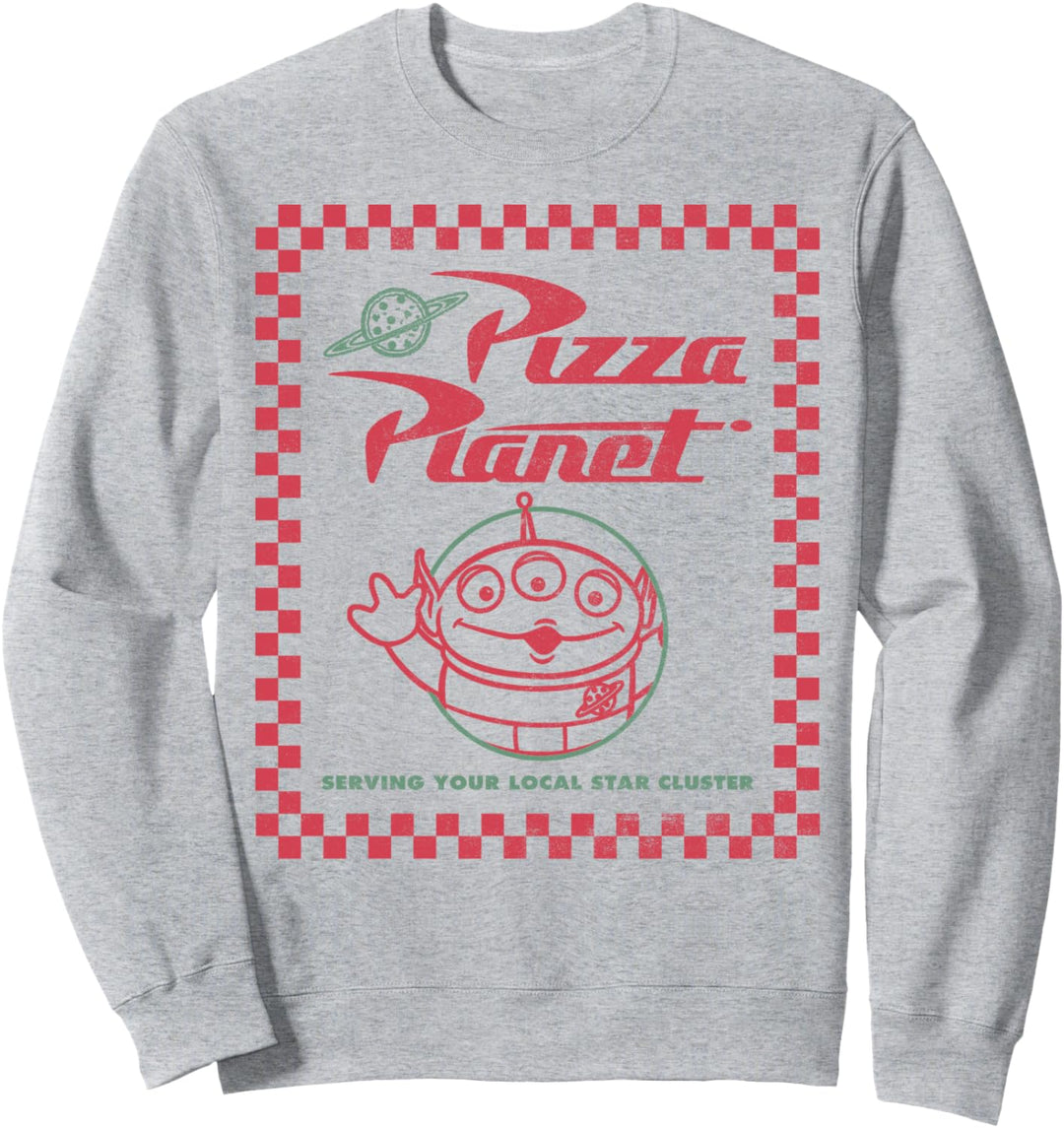 Disney Pixar Toy Story Alien Pizza Planet Box Art Sweatshirt