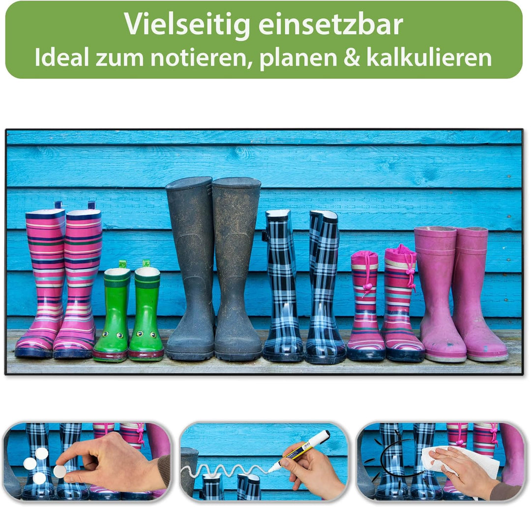 banjado Magnettafel schwarz 78 x 37cm / Magnetwand Metall/Magnetpinnwand als Memoboard/Pinnwand Magn