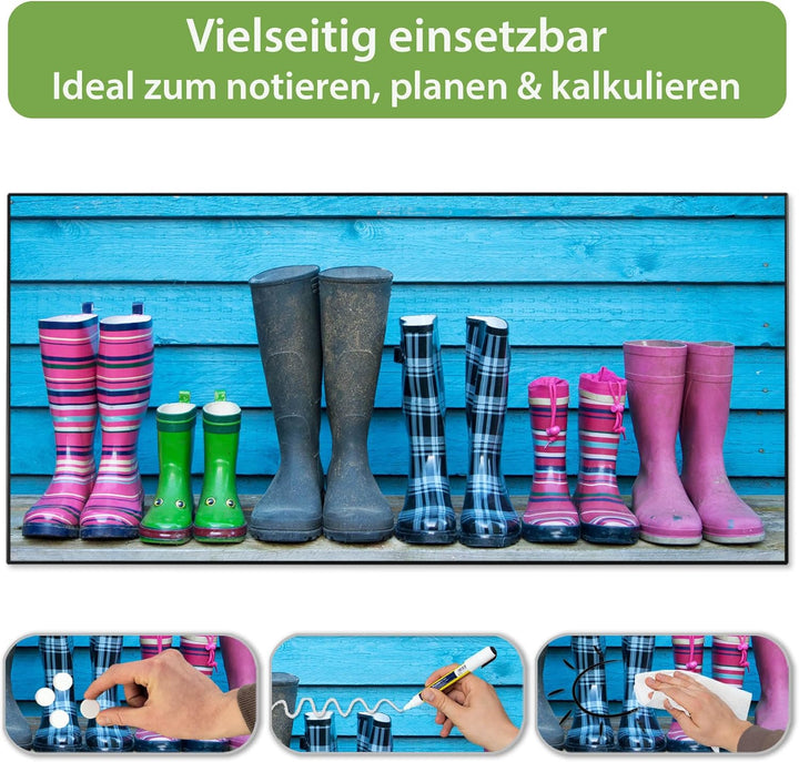 banjado Magnettafel schwarz 78 x 37cm / Magnetwand Metall/Magnetpinnwand als Memoboard/Pinnwand Magn