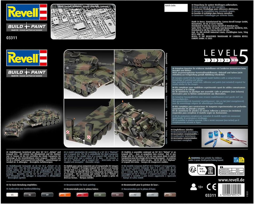 Revell REV-03311 SLT 50-3" Elefant und Leopard 2A4, 1:72 Toys, 12 Jahre to 99 Jahre, farbig