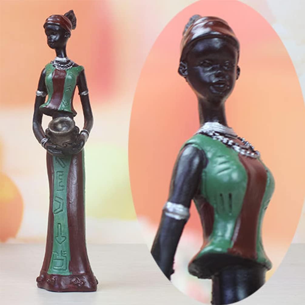 Supvox 3PCS African Women Resin Crafts Modern Statue Sculpture Elegant Figurines Creative Table Orna