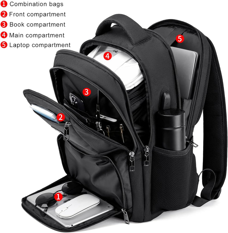 Rucksack Herren, Schulrucksack Jungen Teenager, Laptop Rucksack 15,6 Zoll Laptoptasche für Schule Ar