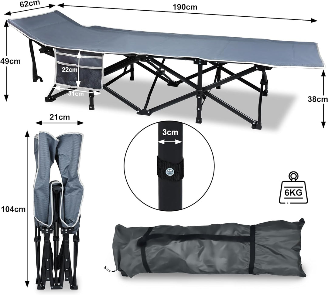 HENGMEI Feldbett Klappbar Campingbett Feldbetten Feldbetten Klappbar Bett mit Seitentasche Tragetasc