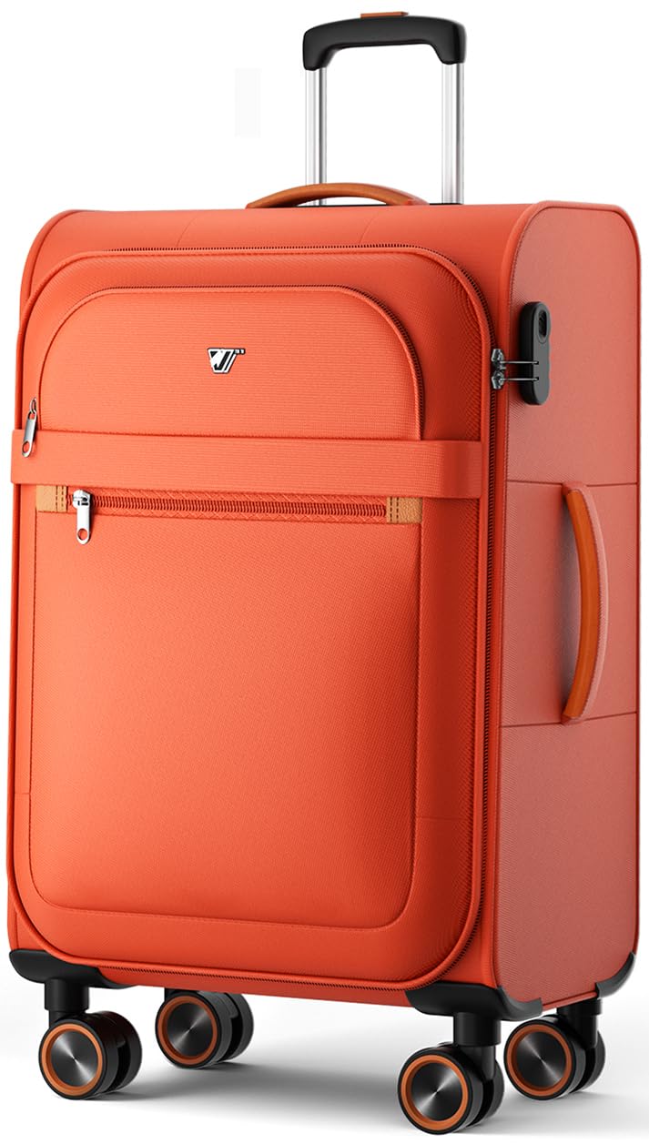 Weichschalenkoffer mittelgross 66x44x28cm - Stoff Koffer Trolley - Leicht Reisekoffer mit 4 Rollen &