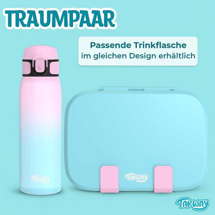 Brotdose Kinder mit Fächern - Bento Box Lunchbox BPA Frei - robust &amp; leicht zu öffnen (Türkis), T&amp;