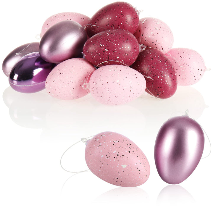 com-four® 18x Ostereier zum Aufhängen - gesprenkelte Osterdeko in tollen Farben - Deko Ostereier - G