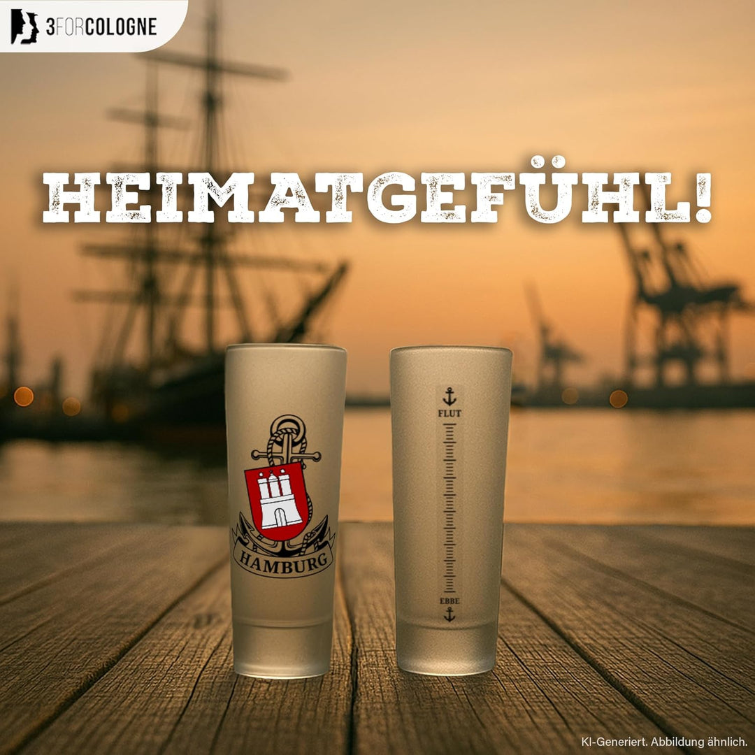 3forCologne Schnapsgläser 6,5cl | 6er Set | Hamburg Anker | Pinnchen, Shotgläser, Tequila, Vodka, Ob