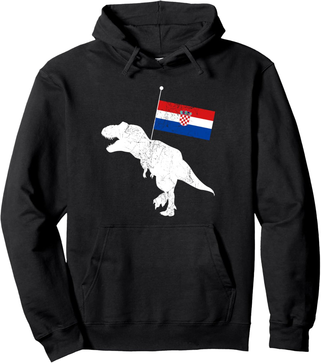 Lustiger kroatischer Dinosaurier Tyrannosaurus T-Rex Kroatien Flagge Pullover Hoodie