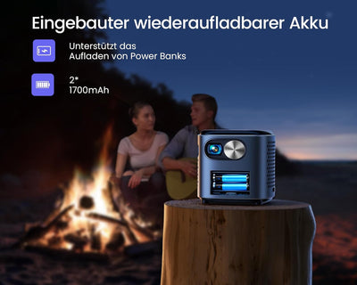 Mini Beamer, DLP Ultrakurzdistanz Beamer mit Android 11.0, Eingebautem Akku, WiFi Bluetooth Portable