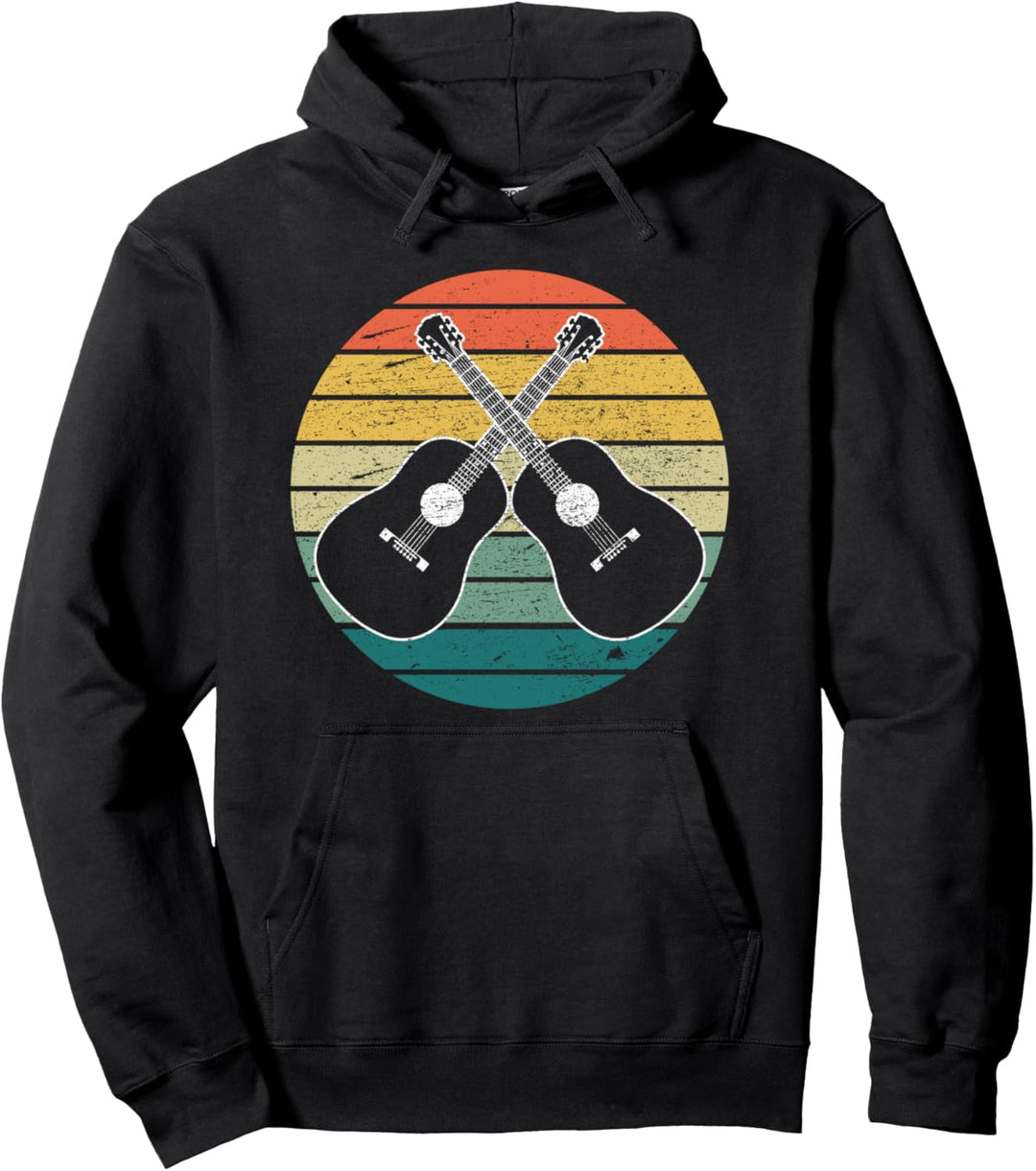 Vintage Akustikgitarre Geschenk Retro Musiker Gitarrist Pullover Hoodie