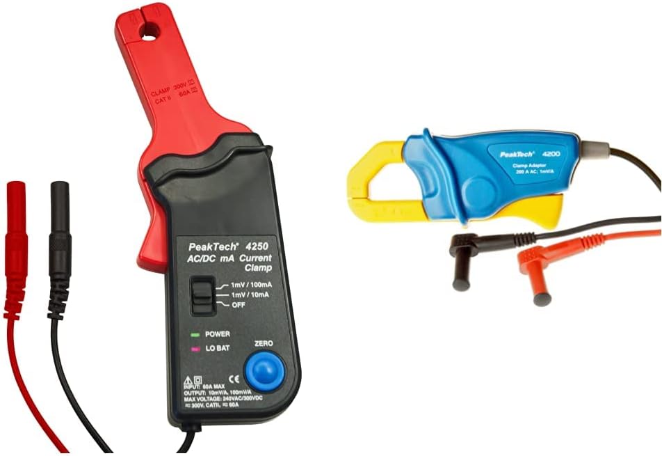 PeakTech P 4250 4250 - Stromzangen-Adapter für Multimeter bis zu 60 in AC/DC mit 4 mm Steckern - CAT