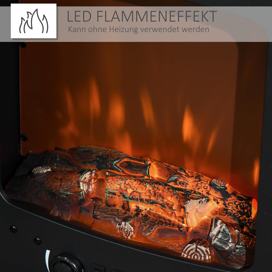 HOMCOM Elektrokamin mit Heizung, elektrischer Kamin mit LED Flammeneffekt, 900/1800 W Dekokamin, ele