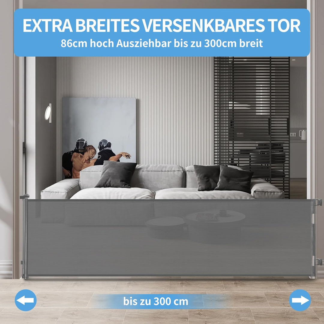 Retraktierbares Sicherheitsgitter für Babys & Haustiere – Extra Breit & Hoch, 0-300CM Türschutzgitte