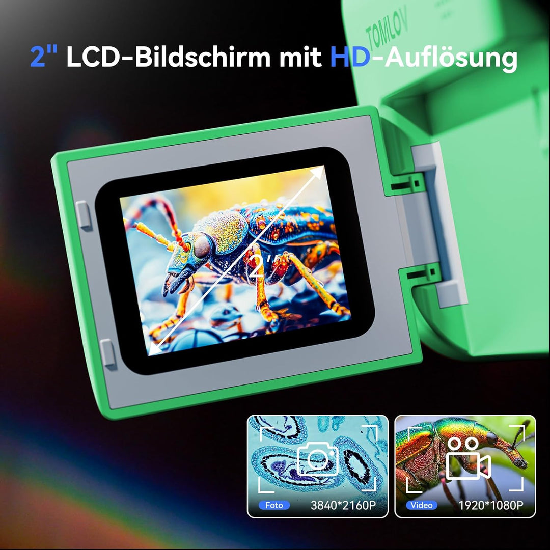 TOMLOV P20 Handheld Digital Mikroskop, 3-in-1 Taschenmikroskop für Kinder, Tragbare 1080P DV Kamera