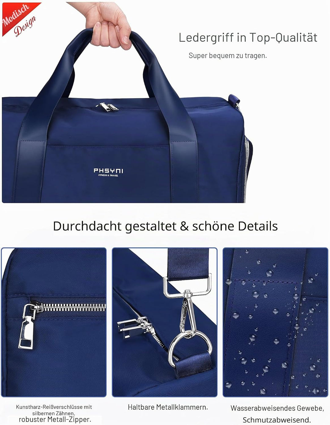 19 Zoll Sporttasche Reisetasche für Damen und Herren,wasserdichte Handgepäcktasche,Trainingstasche f