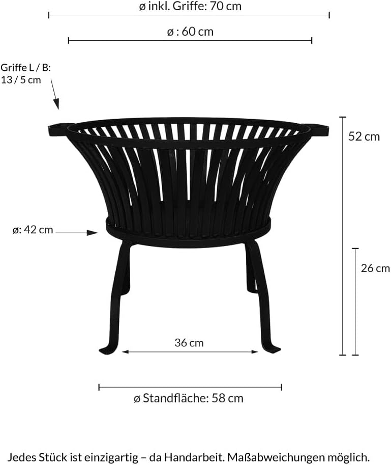 KUHEIGA Feuerkorb Tulip gross STABIL+SCHWER Feuerschale Grill