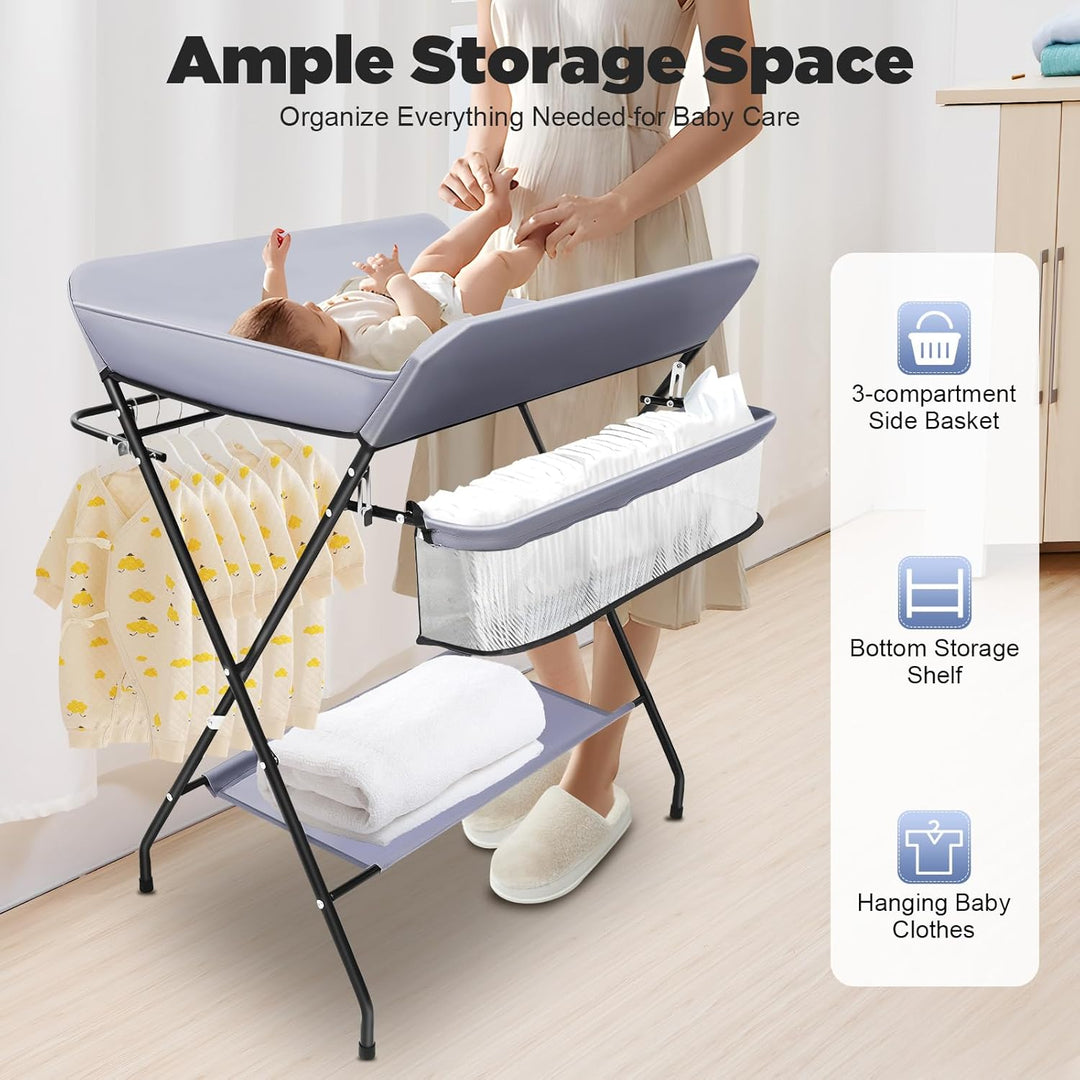 CHERIPOLI klappbare Wickelkommode Wickeltisch, Baby Wickelkombi, mit Wickelauflage Sicherheitsgurt u