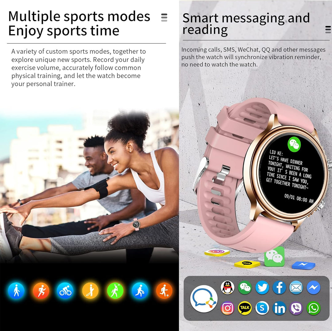 Smartwatch Damen Herren, Smart Watch mit Telefonfunktion 1.32" Zoll Touchscreen Fitness Tracker, IP6