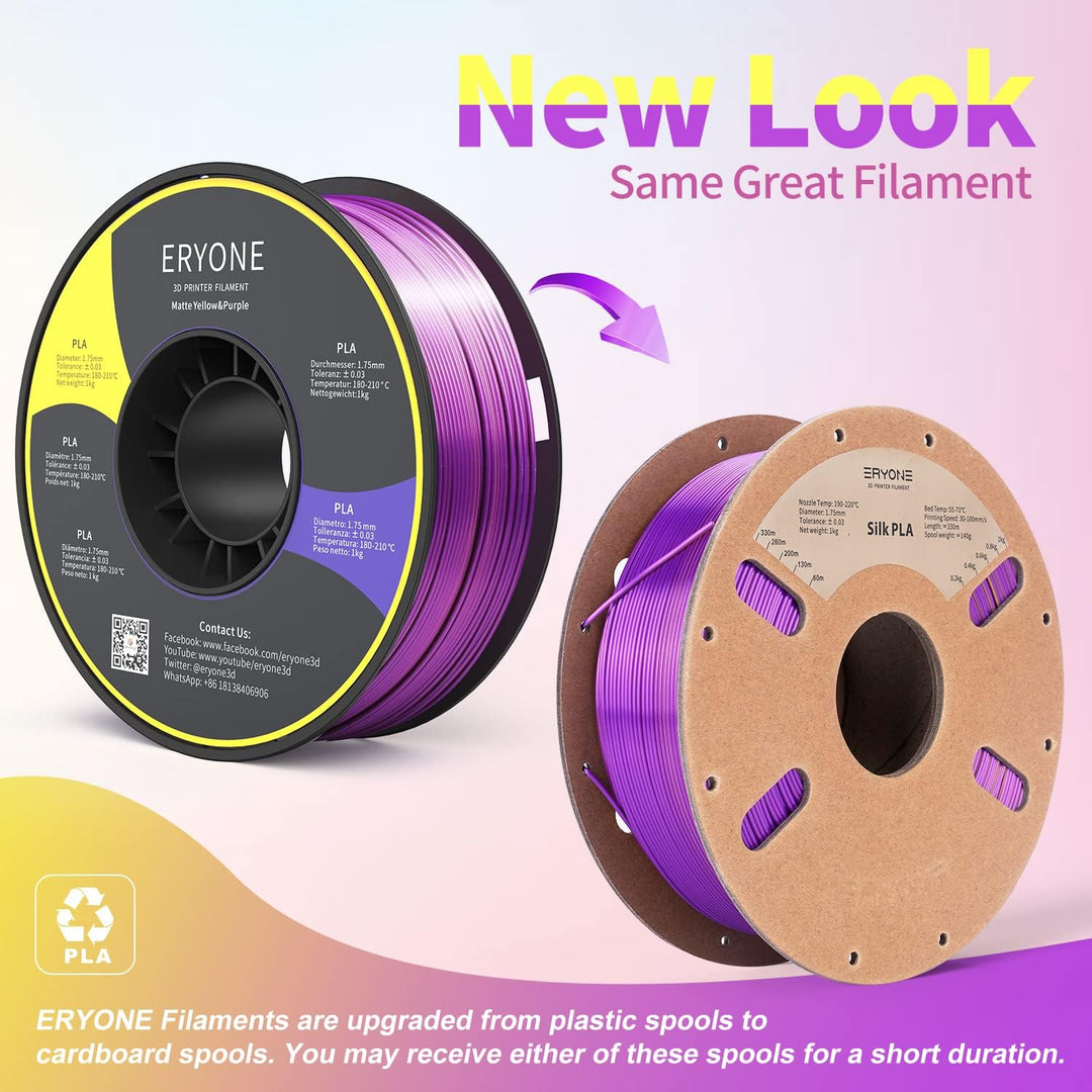 ERYONE Dual Seiden PLA Filament 1.75mm,Co-Extrucsion PLA Seiden Filament für 3D Drucker +/- 0,03 mm,