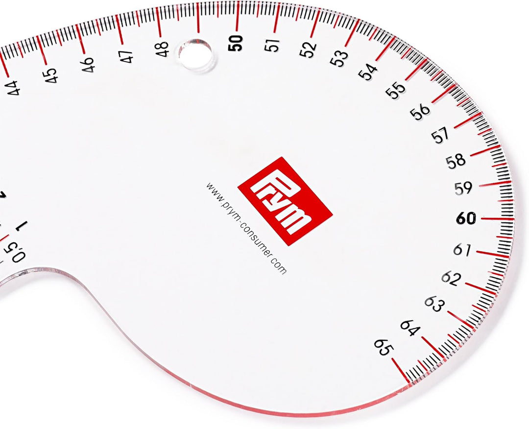 Prym 611501 Kurvenlineal 52,5 x 16 cm – Transparentes Schneiderlineal für Rundungen, Taille, Hüfte,