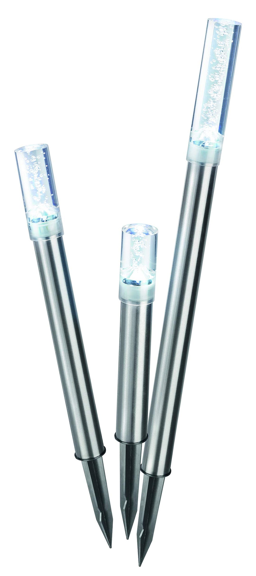 Esotec Solar LED Leuchtstäbe Trio Sticks, 3er Set, Luftblasen, Akku, Gartenstecker, Aussenleuchte, W