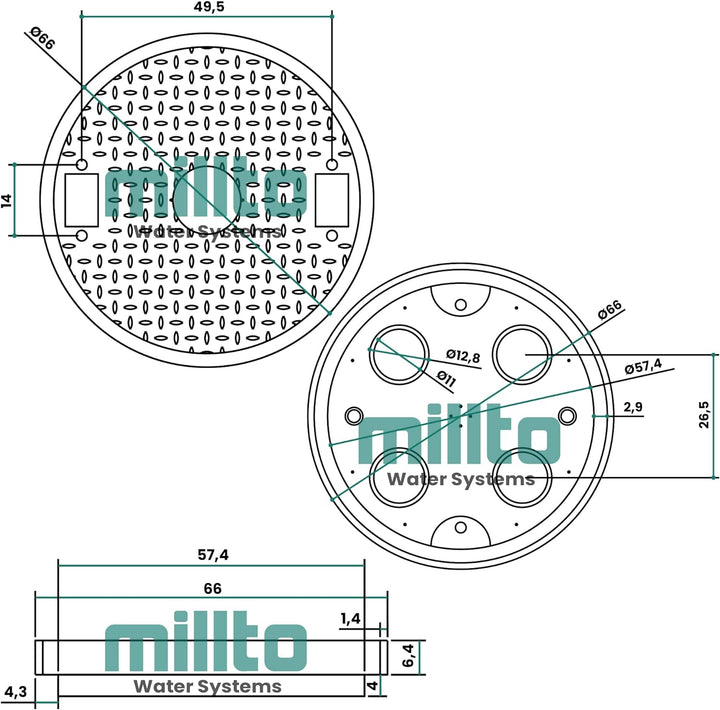 Millto™ Schachtabdeckung Kunststoff Rund Ø DN600 Schwarz PP Kanaldeckel Schachtdeckel | Abflusssteig