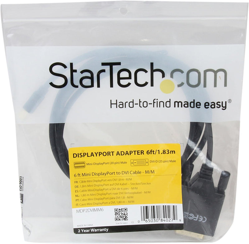 StarTech.com 1,8 m Mini-DisplayPort auf DVI-Kabel - Computer-Monitor-Kabel - mDP auf DVI-Kabel - Min