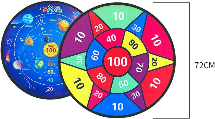 Sarini 72 cm doppelseitiges Dartboard-Set mit 12 Klebebällen, 2 Dartpfeilen, Partyspiele für drinnen