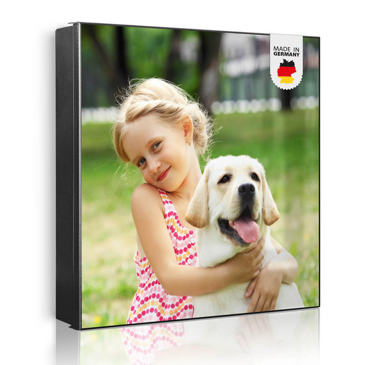 banjado® Grosser Schlüsselkasten Glas/Schlüsselbox 30cm x 30cm mit 50 Haken - Motiv Wunschmotiv/Schl