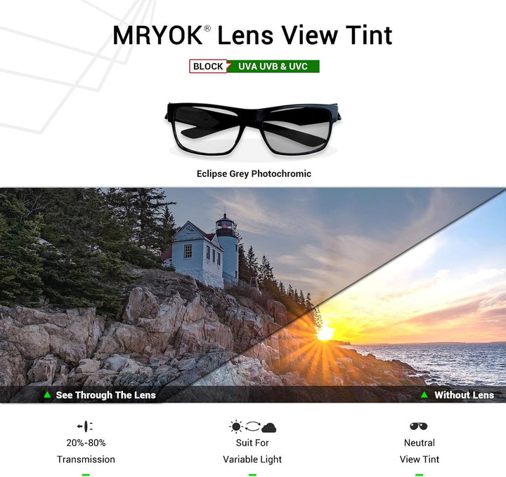 Mryok Ersatzgläser für Oakley Holbrook OO9102 - Options Nicht Polarisiert - Eclipse Grey Photochromi