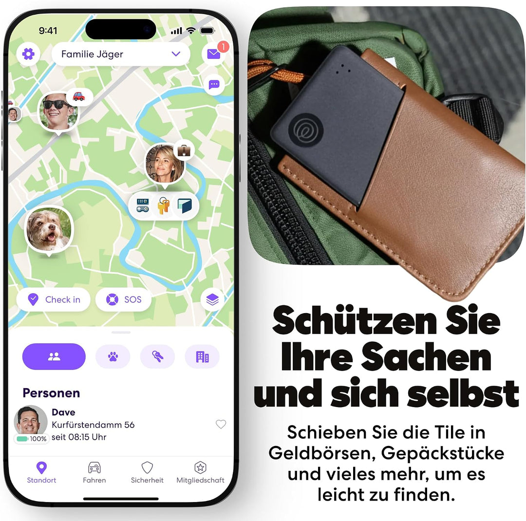 Tile by Life360 Slim (2024) – Geldbörsenfinder, Bluetooth-Tracker und Gegenstandsfinder für Gepäckan