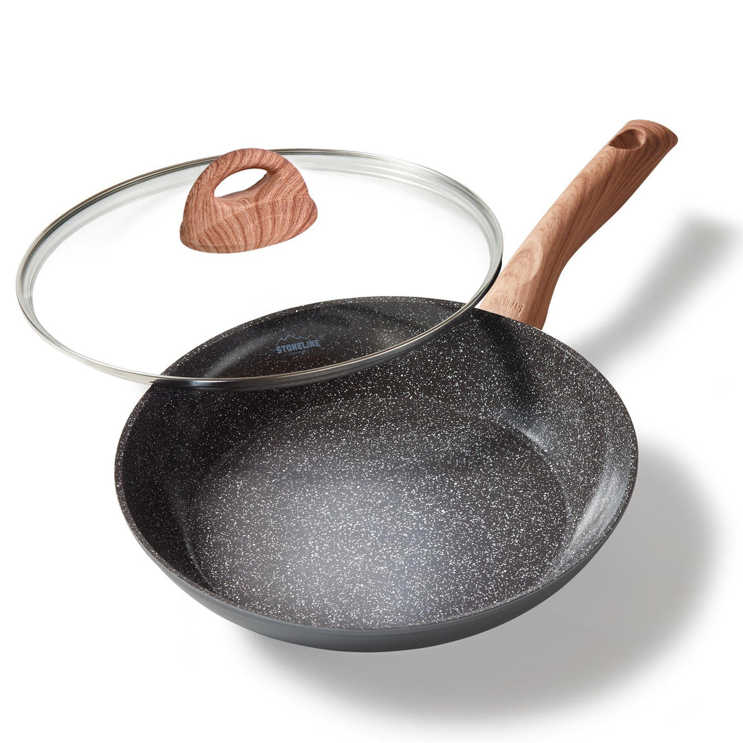 STONELINE Ceramic Grosse Keramik Bratpfanne mit Deckel 28 cm Keramikpfanne Induktion Antihaft Pfanne