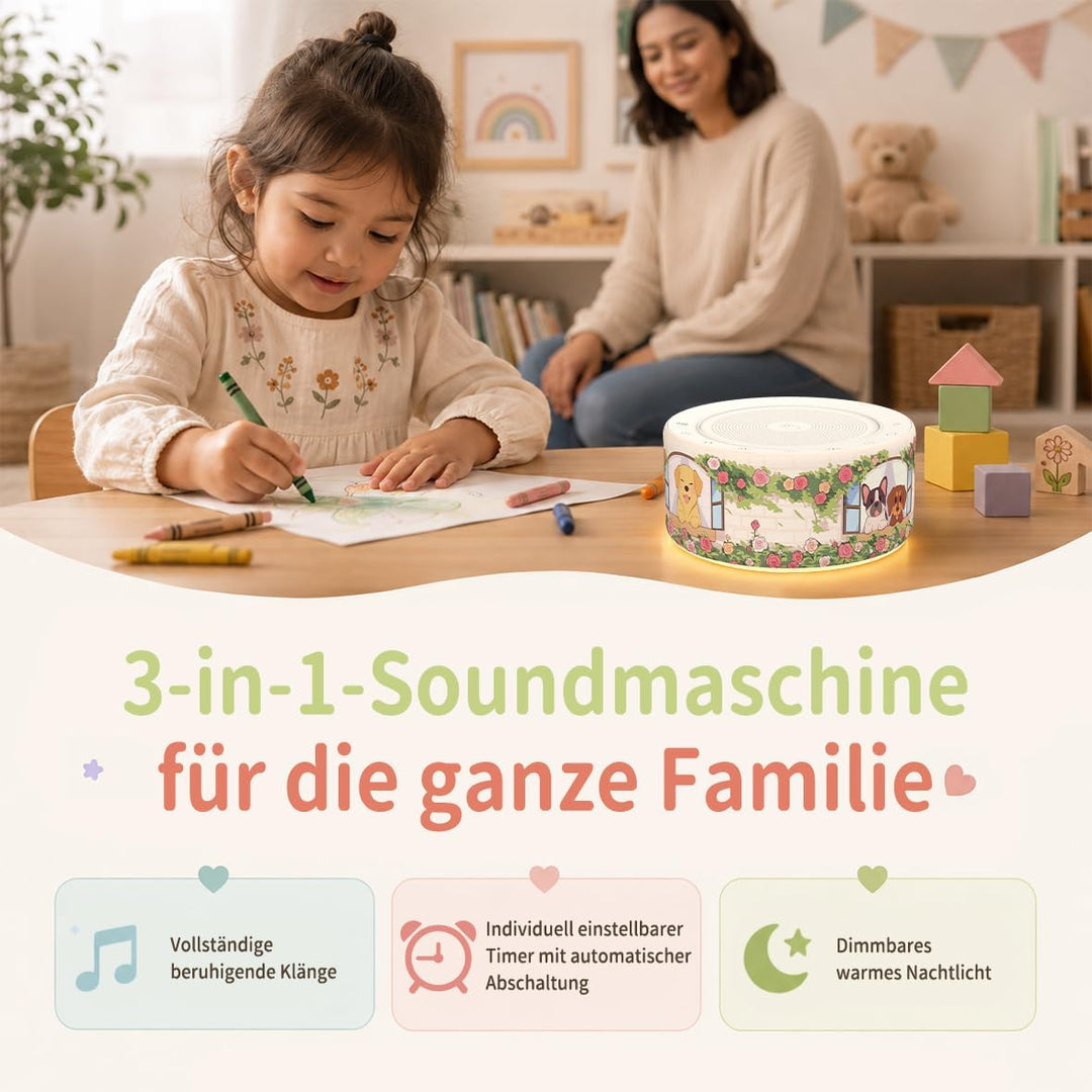 KIPCUSH Weisses Rauschgerät mit 30 High-Fidelity-Soundtracks, Sound-Maschine für Babys, Erwachsene,