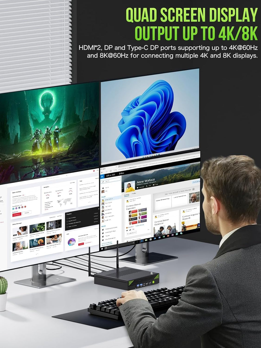 GMKtec K10-32+1T-Black-DE Mini PC Workstation, Intel Core i9 13900HK(14C/20T) bis zu 5.4GHz, Mini Co