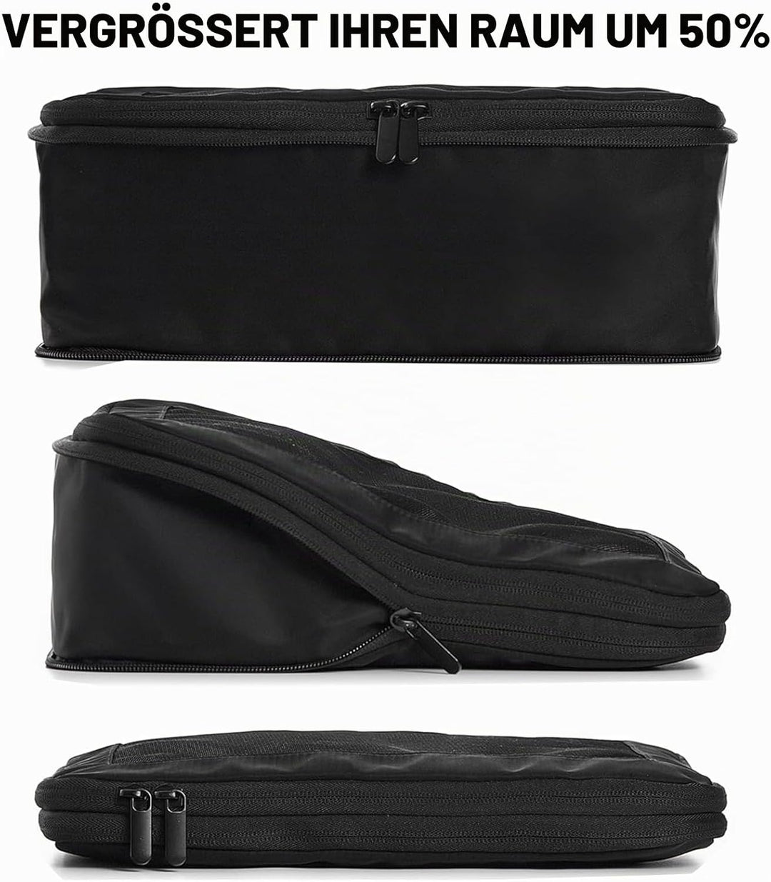 MURISE 6er Set Compression Packing Cubes, Koffer Organizer Packtaschen Schwarz, Schwarz
