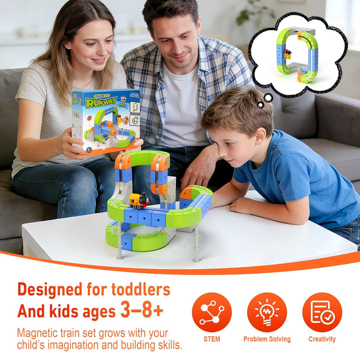 Magnetic Train Set for Kids Ages 3-8 Anti-Gravity Floating Tracks, STEM Toy - Build Your Own Race Tr