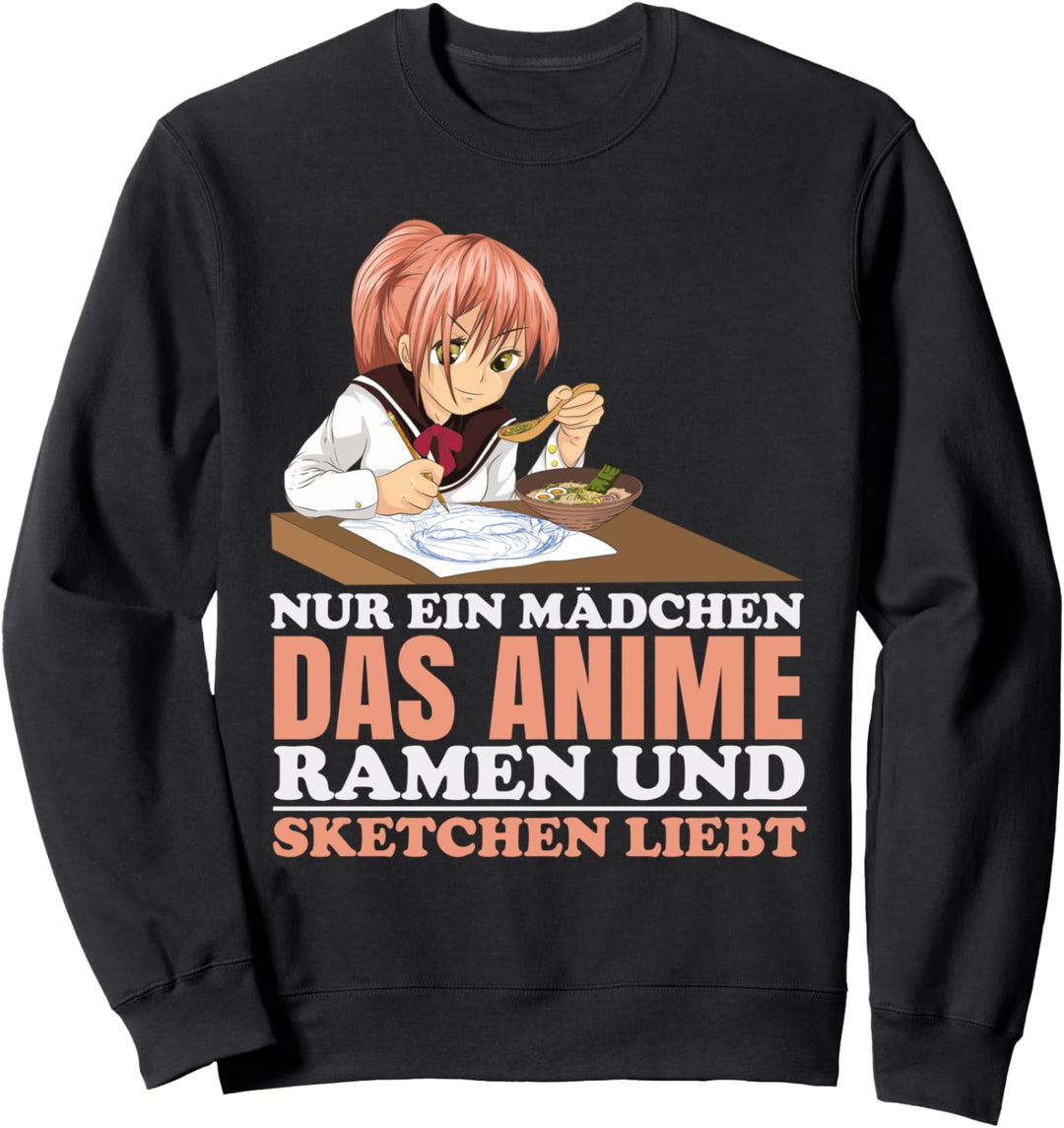 Manga Sketchen Japanische Nudelsuppe Anime Ramen Mädchen Sweatshirt