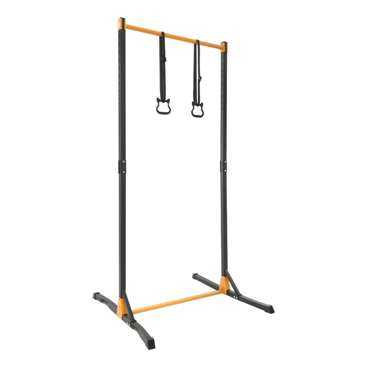 11-Stufen Verstellbare Klimmzugstation mit Ringen und Anti-Rutsch-Griffbändern, Tragfähigkeit 400kg,
