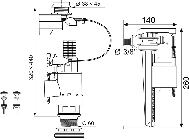 Wirquin E-MW 10718613 Elektronischer Mechanismus für WC-Spülung + Jollyfill Befüllventil