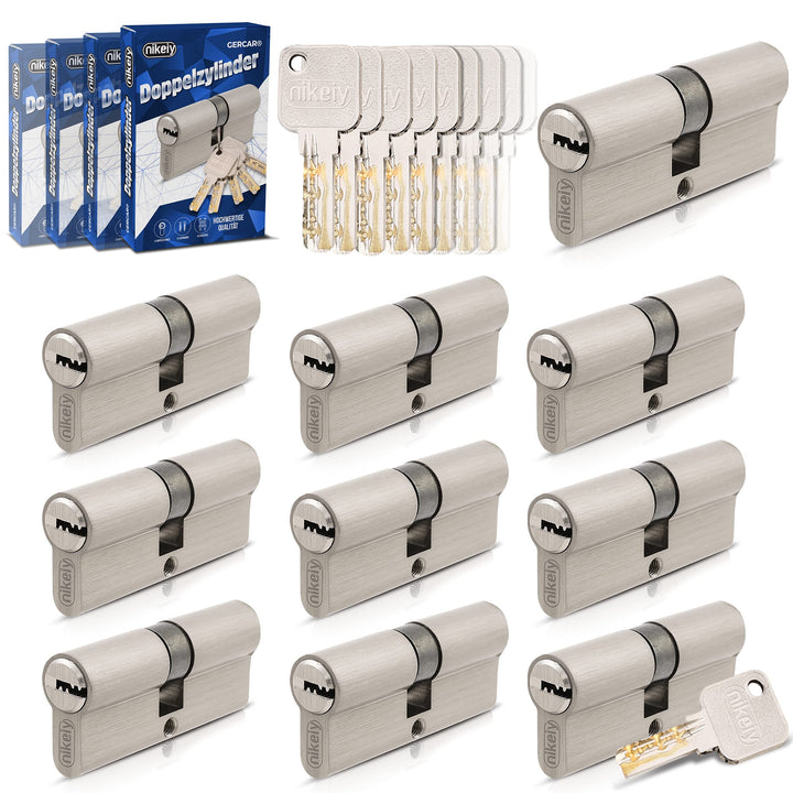 GERCAR Pro Gleichschliessend 10x Schliesszylinder 45/45 Set 10 Profilzylinder inkl. 50 Schlüssel - 9