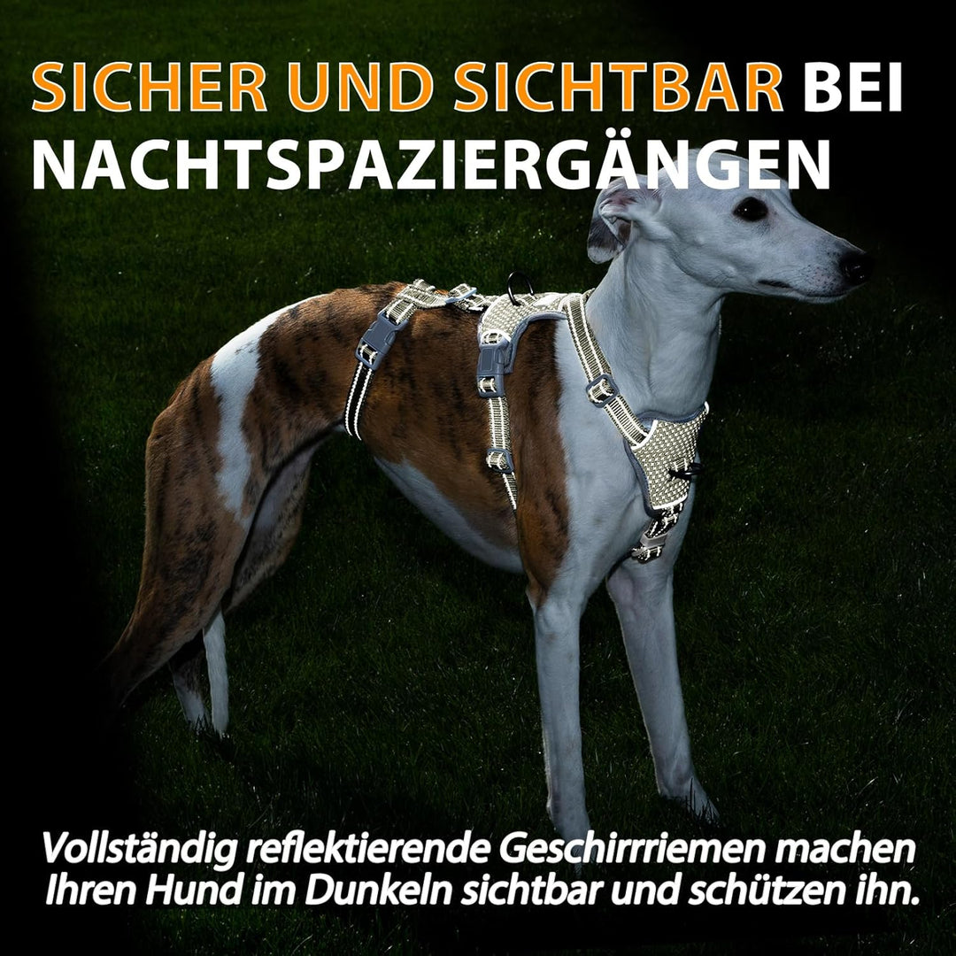 Huntboo Sicherheitsgeschirr Hund Ausbruchsicher, Panikgeschirr für Hunde, Anti Zug Hundegeschirr, Re