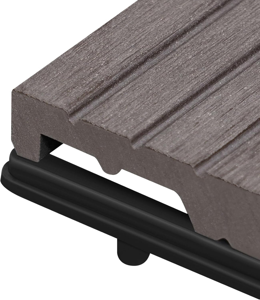 WOLTU WPC Terrassenfliesen Terrassendielen Holz-Optik 30x60cm, Fliese Bodenfliese Klickfliese mit kl